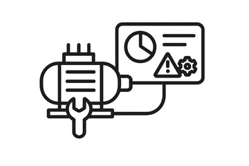 Industrial machinery service and repair with diagnostic monitoring screen