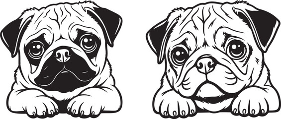Cute Pug SVG Bundle – Adorable Dog Face Vector, Puppy Clipart for T-Shirts, Stickers, and Pet Lover Gifts