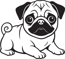 Cute Pug Puppy SVG – Adorable Dog Vector Illustration, Cartoon Pet Clipart for T-Shirts, Stickers, and Home Decor