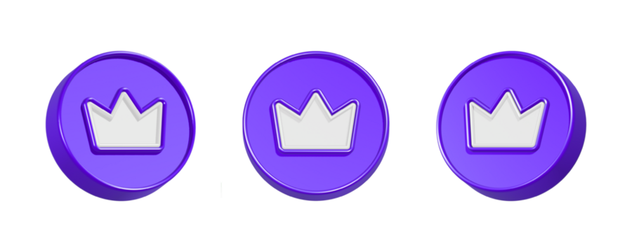 3d rendering icon crown in purple color