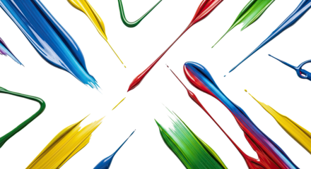 Composition of glossy smears arranged artistic pattern on white