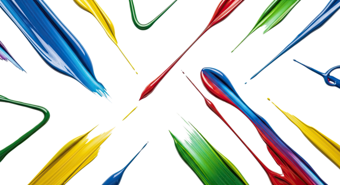 Composition of glossy smears arranged artistic pattern on white