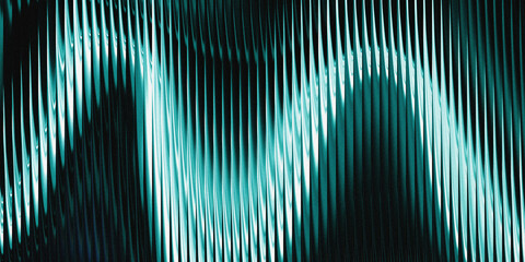 Abstract teal and black vertical light wave streaks pattern, glass effect