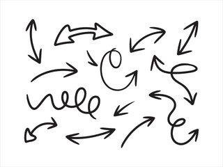 Hand Drawn Curved Arrow Doodles – Sketch Line Art Arrows Set