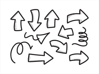 Hand Drawn Curved Arrow Doodles – Sketch Line Art Arrows Set