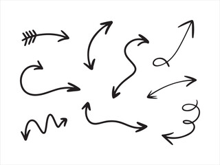Hand Drawn Curved Arrow Doodles – Sketch Line Art Arrows Set