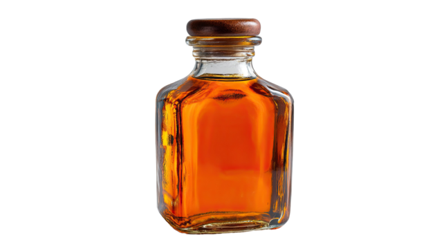 small glass bottle of beer or wine bottle isolated on white background