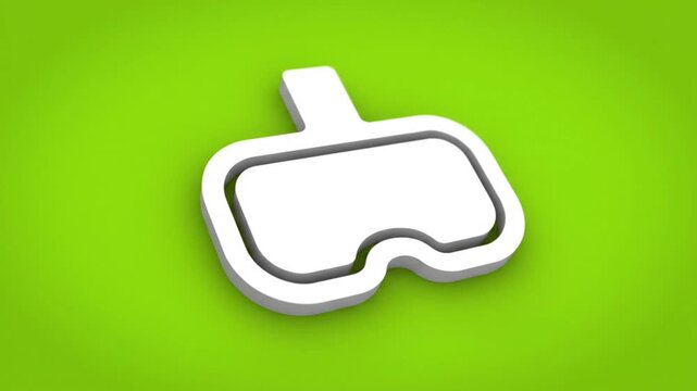 White VR Headset Icon on Green Background Minimalist Virtual Reality Symbol for Technology and Gaming. Represents immersive experiences, digital worlds, and future innovations