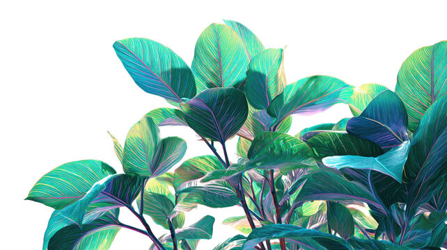 Blue and green floral pattern with spring leaves on a colorful background illustration