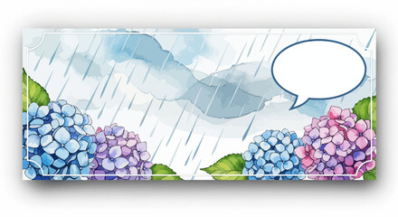 Watercolor Hydrangeas Rainy Season Banner