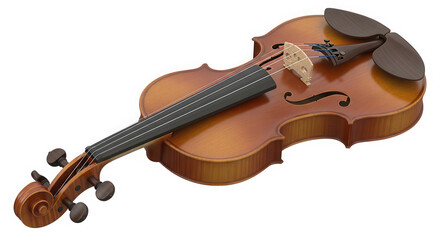 Fototapeta premium Wooden classical violin music instrument isolated on transparent background