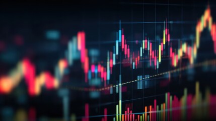 Stock exchange market chart, Stock market data on LED display. Business analysis concept.