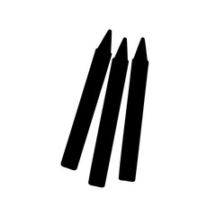 Three black crayon silhouettes for creative school art Vector