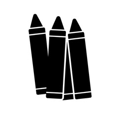 Simple black silhouette of three crayons art tool icon. Vector