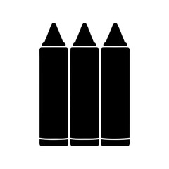 Three black crayon drawing tools for creative education Vector