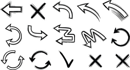 ink brush hand drawn arrows vector collection black sketch directional icons for graphic design and educational use