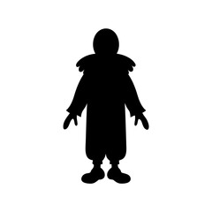 Black silhouette of a cheerful cartoon clown character Vector