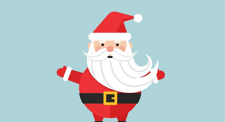 A cartoon illustration of Santa Claus with a big white beard and red suit.