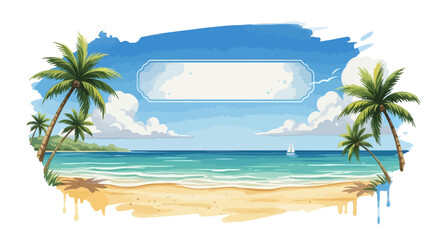 Tropical Beach With Palm Trees And Ocean