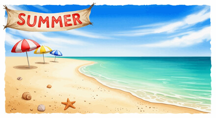 Idyllic summer beach illustration