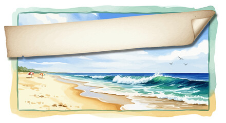 Watercolor Beach Waves Holiday Banner