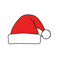 Single Vector simple Santa hat outline vector with clean festive design, ideal for holiday cards, banners, web icons, and Christmas branding,object, ball, icon, symbol, celebration, illustration, sant