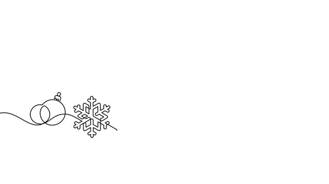 continuous line drawing of christmas ornament celebration event 4k animated