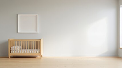 Nursery Interior Minimal Crib Soft Light Neutral Space 4K Home Decor AI
