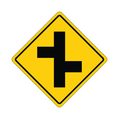Staggered crossroads ahead Directional Road Sign