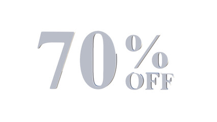70% OFF Promotional Graphic – 3D Bold Silver Text PNG transparent 