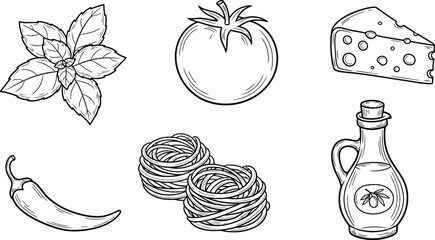 Collection of colorful hand drawn fresh delicious vegetables isolated on white background. Bundle of healthy and tasty vegan products, wholesome vegetarian food. Flat cartoon vector illustration