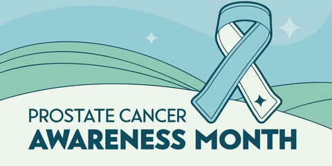 Prostate Cancer Awareness Month ribbon design with green background  