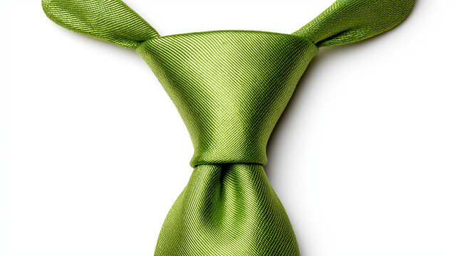 saint patrick's day. Green tie with playful ear design on white background  