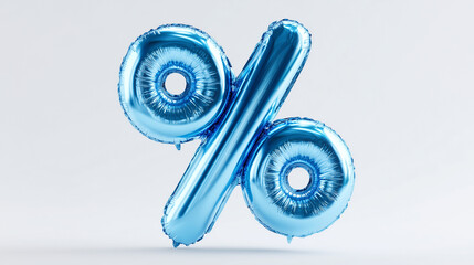 Blue Metallic Percent Symbol Balloon For Finance, Sale, Discount, Celebration, And Party Themes
