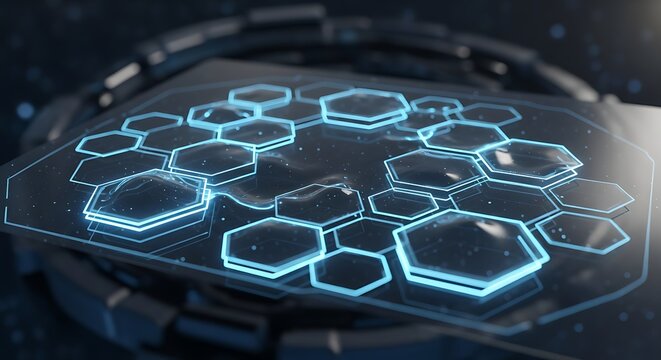 Glowing hexagon pattern, a common UI element in sci-fi.

