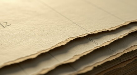 Close-up of Aged Paper with Torn Edges and Faint Lines