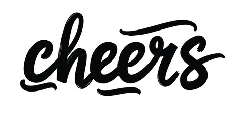 Handwritten cheers typography in black ink for celebrations and festive occasions