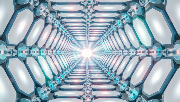 Blockchain Technology Network - Interconnected Hexagons