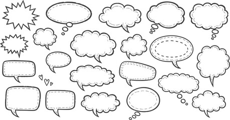 Fototapeta premium Retro empty comic speech bubbles set with black halftone shadows. Vintage design, pop art style - stock vector.