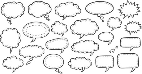 Retro empty comic speech bubbles set with black halftone shadows. Vintage design, pop art style - stock vector.