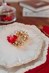 Festive Table Setting with Golden Bells