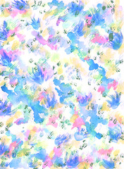 手描き水彩画から作成した背景向き寒色系ランダム模様