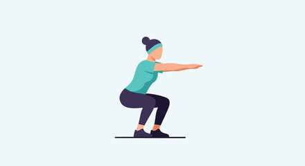 Woman maintaining proper form during a bodyweight squat to strengthen the lower body and core.