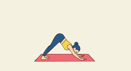 Woman performing the classic yoga pose Downward-Facing Dog (Adho Mukha Svanasana) for full-body stretching and relaxation.