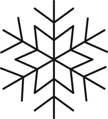 Elegant crystalline snowflake with a symmetrical pattern on a white background. Detailed winter snowflake symbolizing cold weather, frost, and Christmas. Perfect for holiday designs, backgrounds, gree