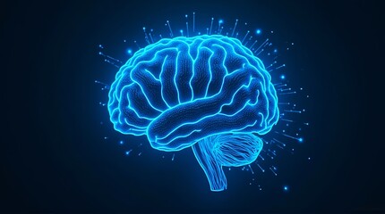 Obraz premium Digital representation of a human brain with glowing neural network connections
