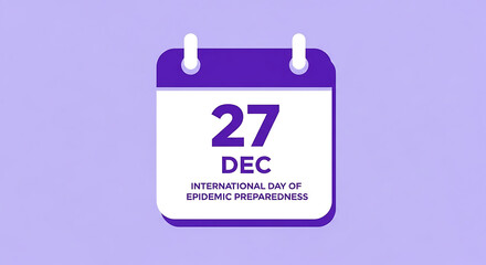 Fototapeta premium Purple tear off calendar page showing december 27th with text below