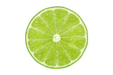 Close up of a vibrant green lime slice on a  background