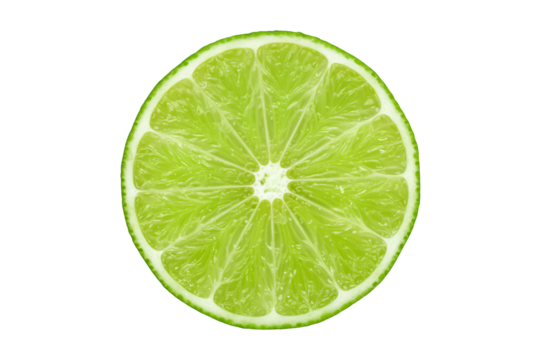Close up of a vibrant green lime slice on a  background