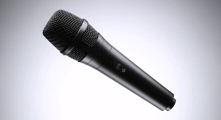 Black Dynamic Microphone Isolated on White Background for Podcast and Audio Recording Concept